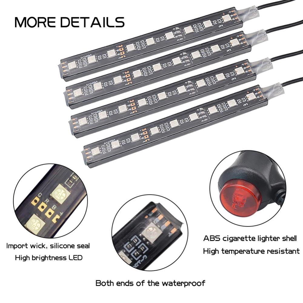 Colorful Car LED Strip Lights with Remote and Voice Control
