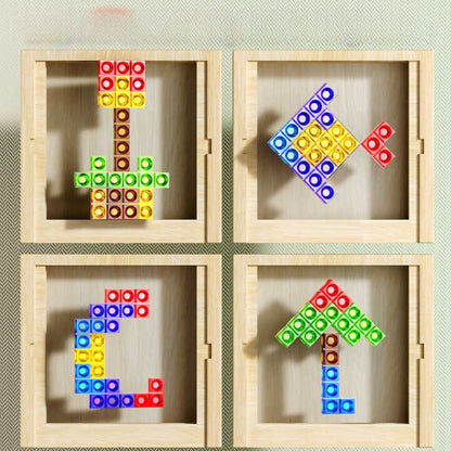 Eco Wooden Tetris Puzzle Game for Kids and Adults