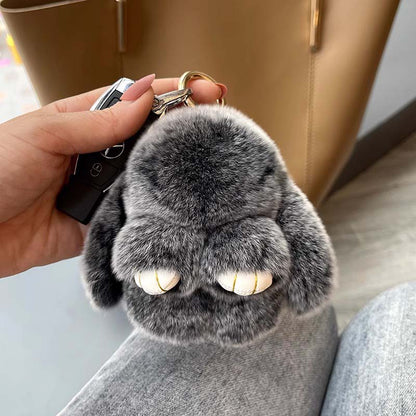 Adorable Plush Bunny Pom Pom Keychain Gift Set
