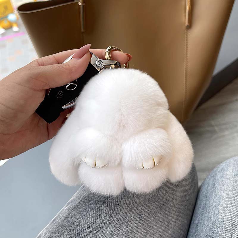 Adorable Plush Bunny Pom Pom Keychain Gift Set - Fesara