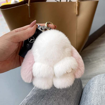 Adorable Plush Bunny Pom Pom Keychain Gift Set