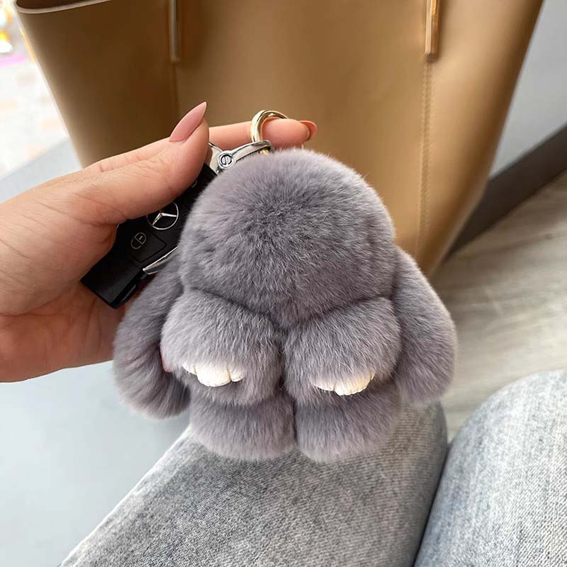 Adorable Plush Bunny Pom Pom Keychain Gift Set