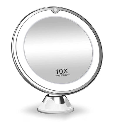 Portable LED Makeup Mirror 10x Magnification Rotating