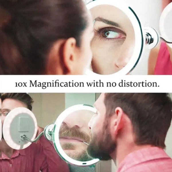 Portable LED Makeup Mirror with 10x Magnification