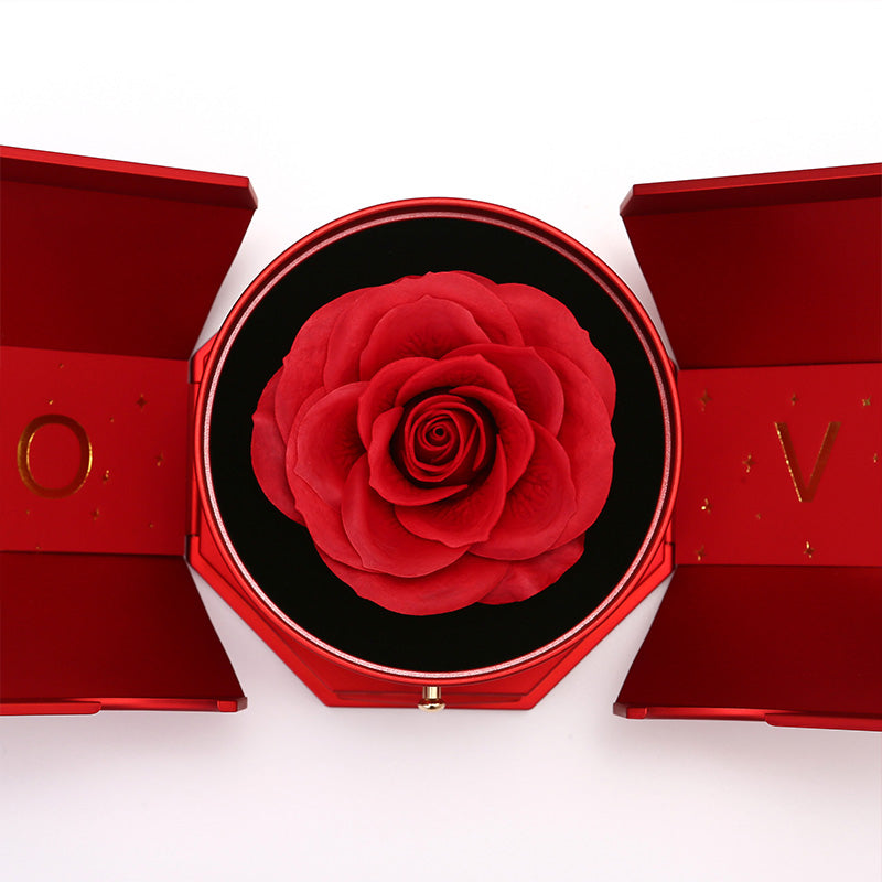 Timeless Rose Gift Box with White Gold Heart Necklace