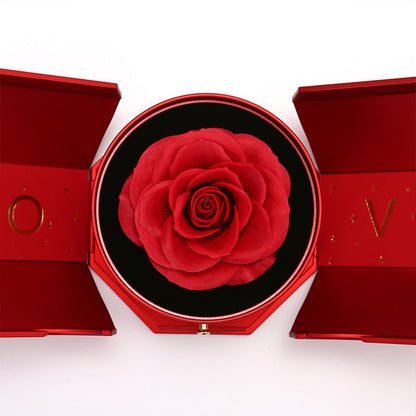 Timeless Rose Gift Box with White Gold Heart Necklace