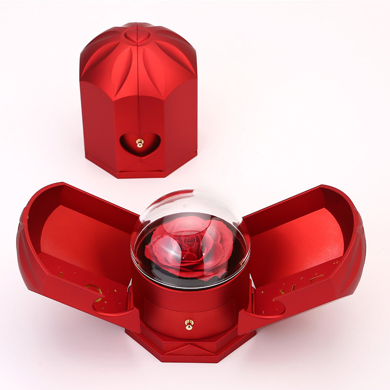 Timeless Rose Gift Box with White Gold Heart Necklace