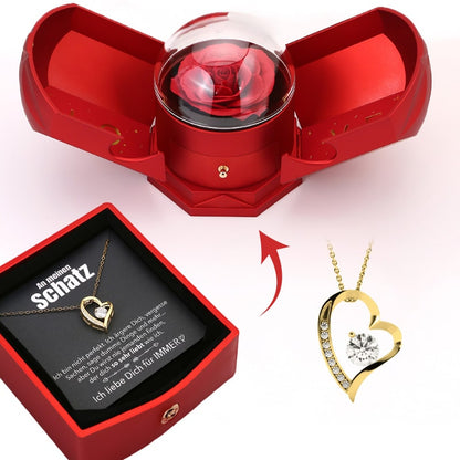 Timeless Rose Gift Box with White Gold Heart Necklace
