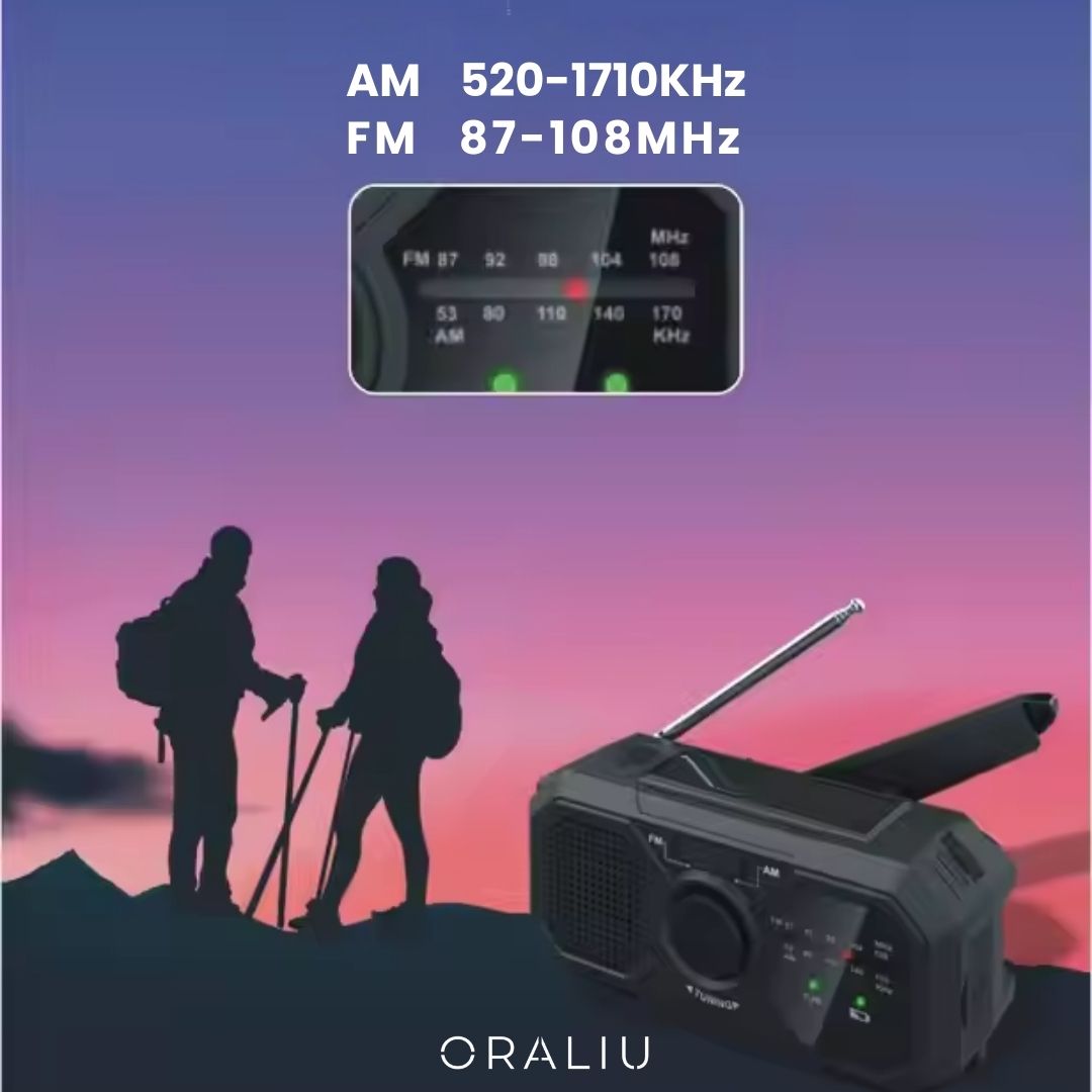 Compact Solar Hand Crank Emergency Radio