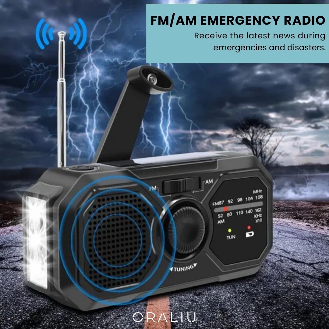 Compact Solar Hand Crank Emergency Radio