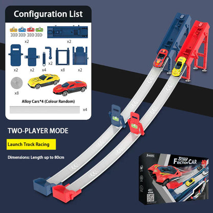 Compact Retro Car Playset with Built-in Garage for Kids