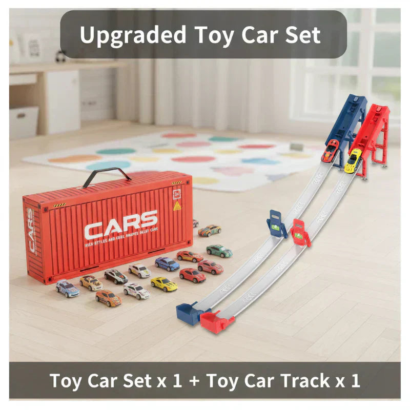 Compact Retro Car Playset with Built-in Garage for Kids