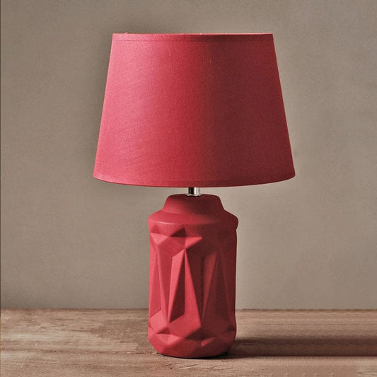 Warm Red Glazed Ceramic Table Lamp - Fesara