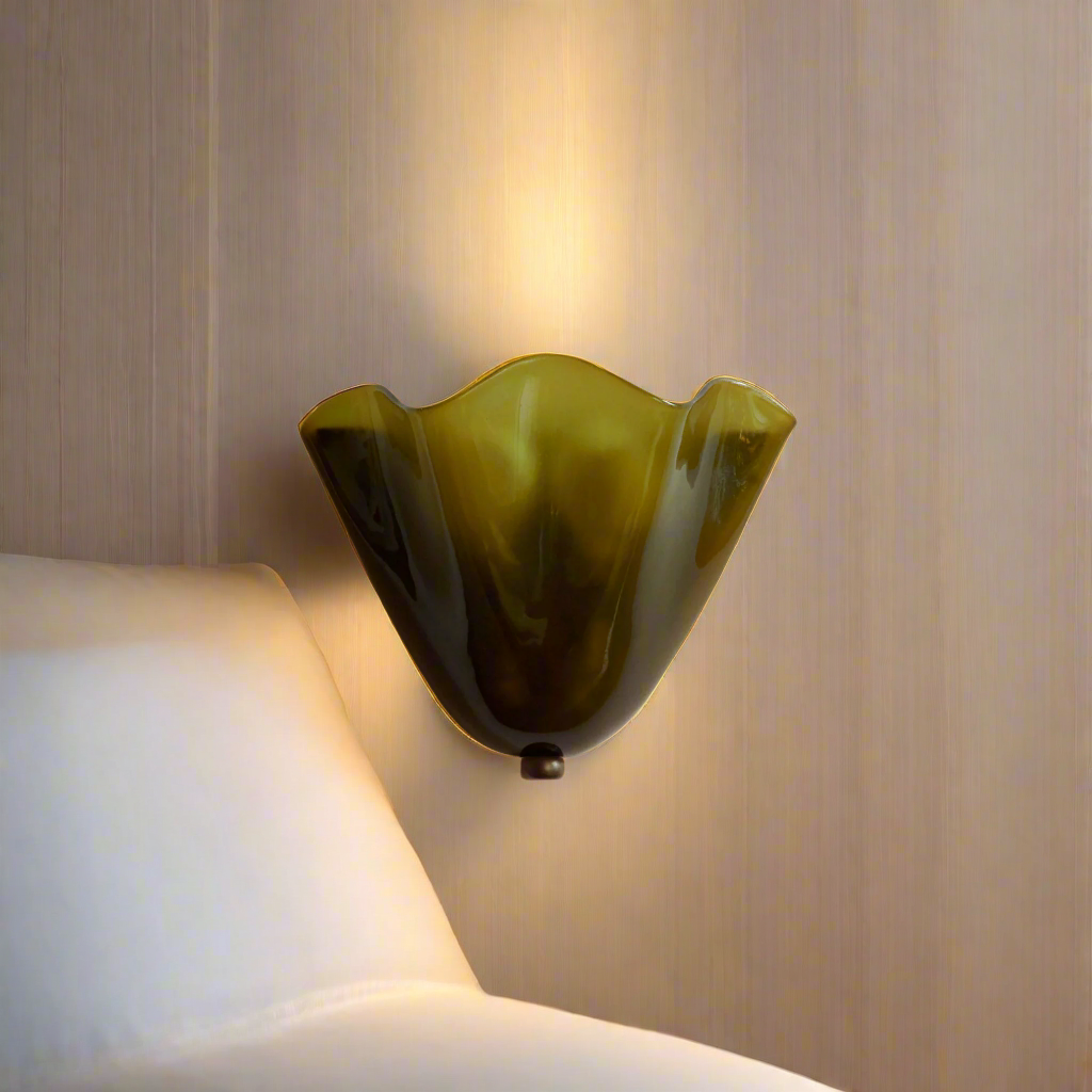 Vintage Glass Wall Lamp in Floral Shade