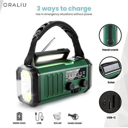 Portable Solar Radio with USB Charger and Flashlight