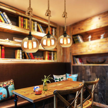 Vintage Natural Glass Pendant Light Fixture