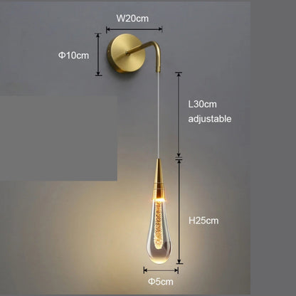 Elegant Clear Droplet LED Wall Light Fixture