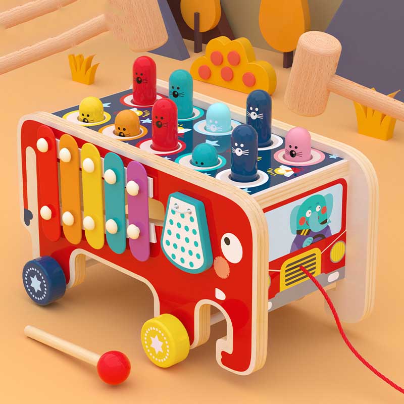 Fun Kids Wooden Music Hammer Toy - Fesara