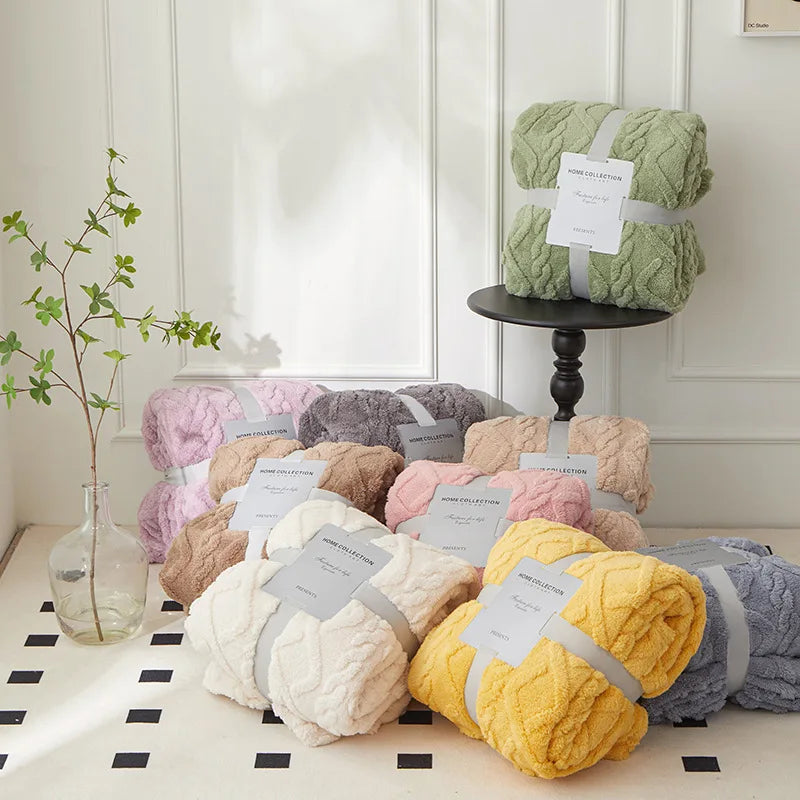 Plush Reversible Woolen Throw Blanket