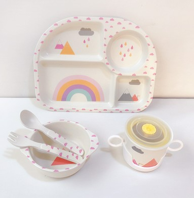 Cute Cloud Baby Dinner Set - Plate, Bowl, Cup & Utensils