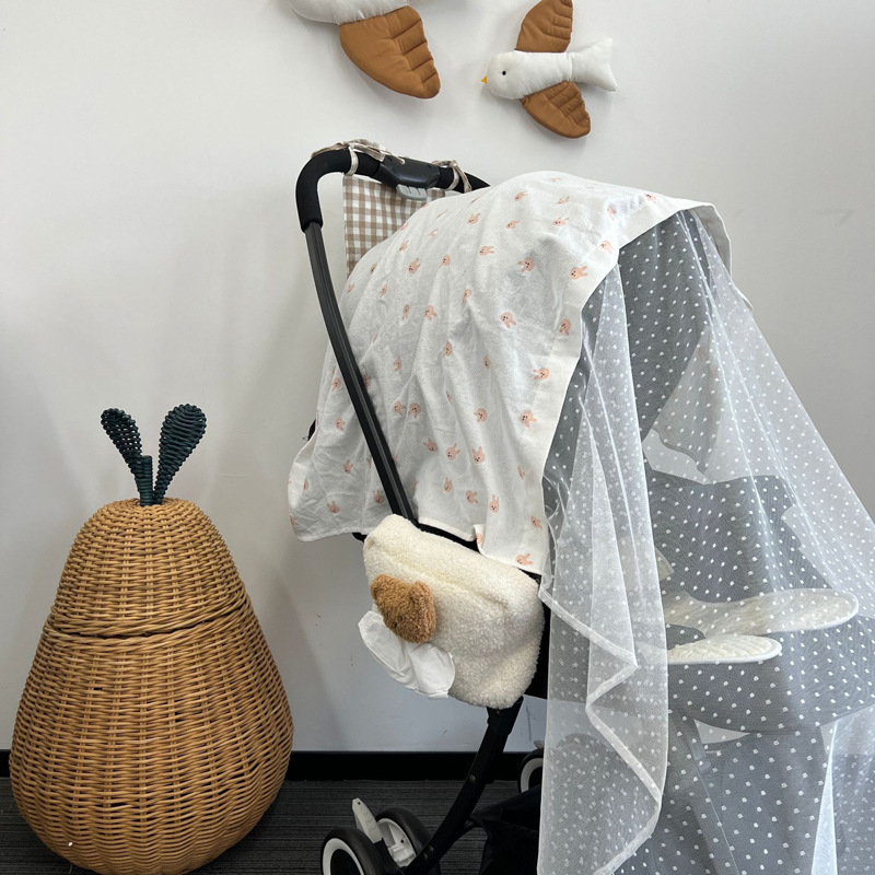 Baby Stroller Canopy with Muslin Fabric & Bug Net