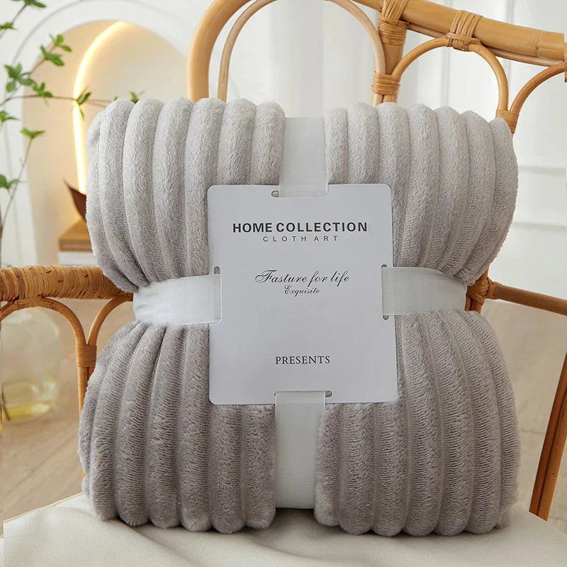 Soft Plush Striped Throw Blanket - Fesara