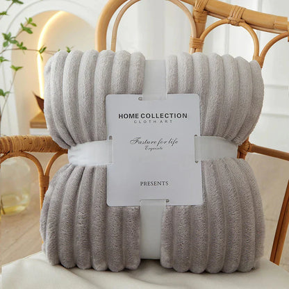 Soft Plush Striped Throw Blanket - Fesara