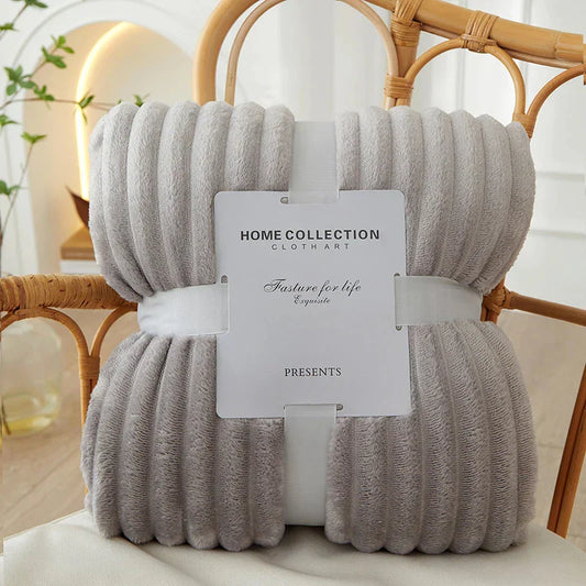 Soft Plush Striped Throw Blanket - Fesara