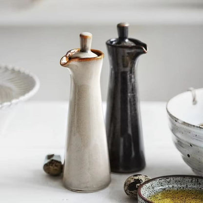 Small White Ceramic Oil and Spice Jar - 120ml