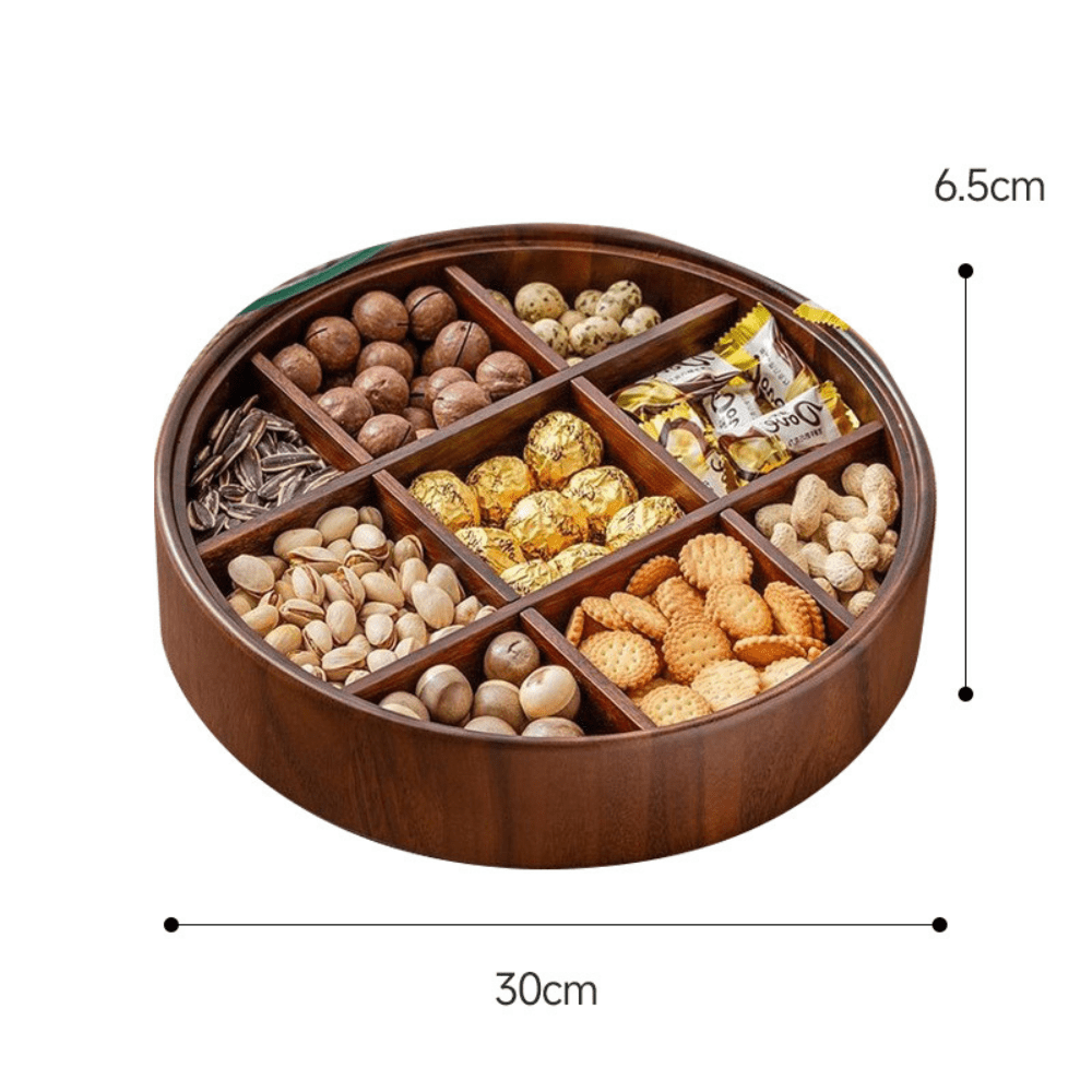 Natural Bamboo Snack Tray with 9 Compartments