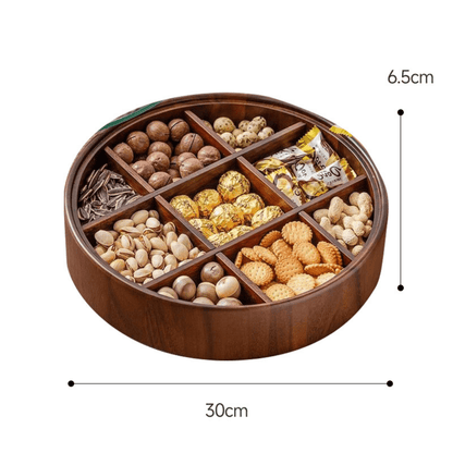 Natural Bamboo Snack Tray with 9 Compartments