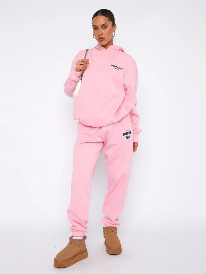 Soft Pink Hoodie and Sweatpants Set - Fesara