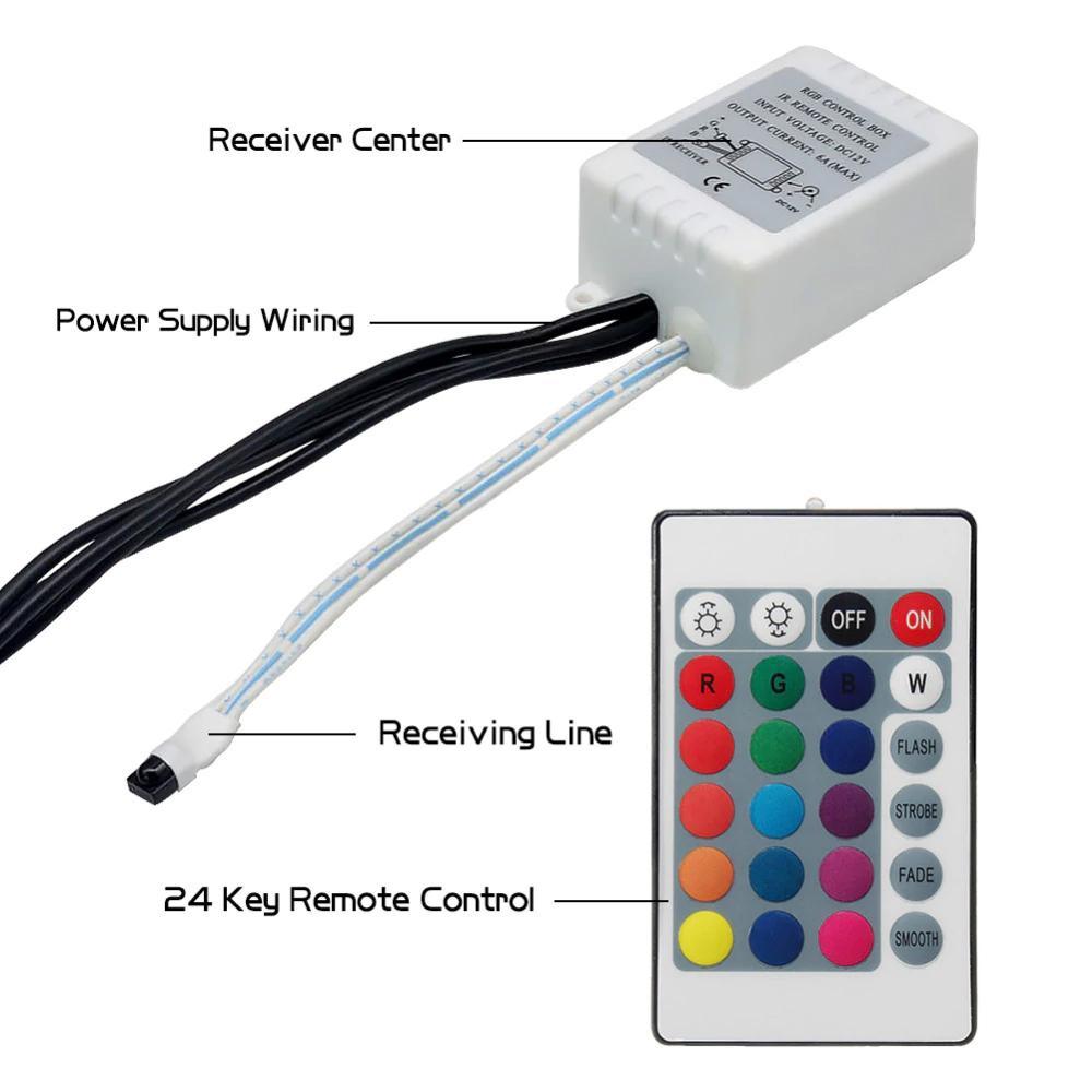 Colorful Car LED Strip Lights with Remote and Voice Control