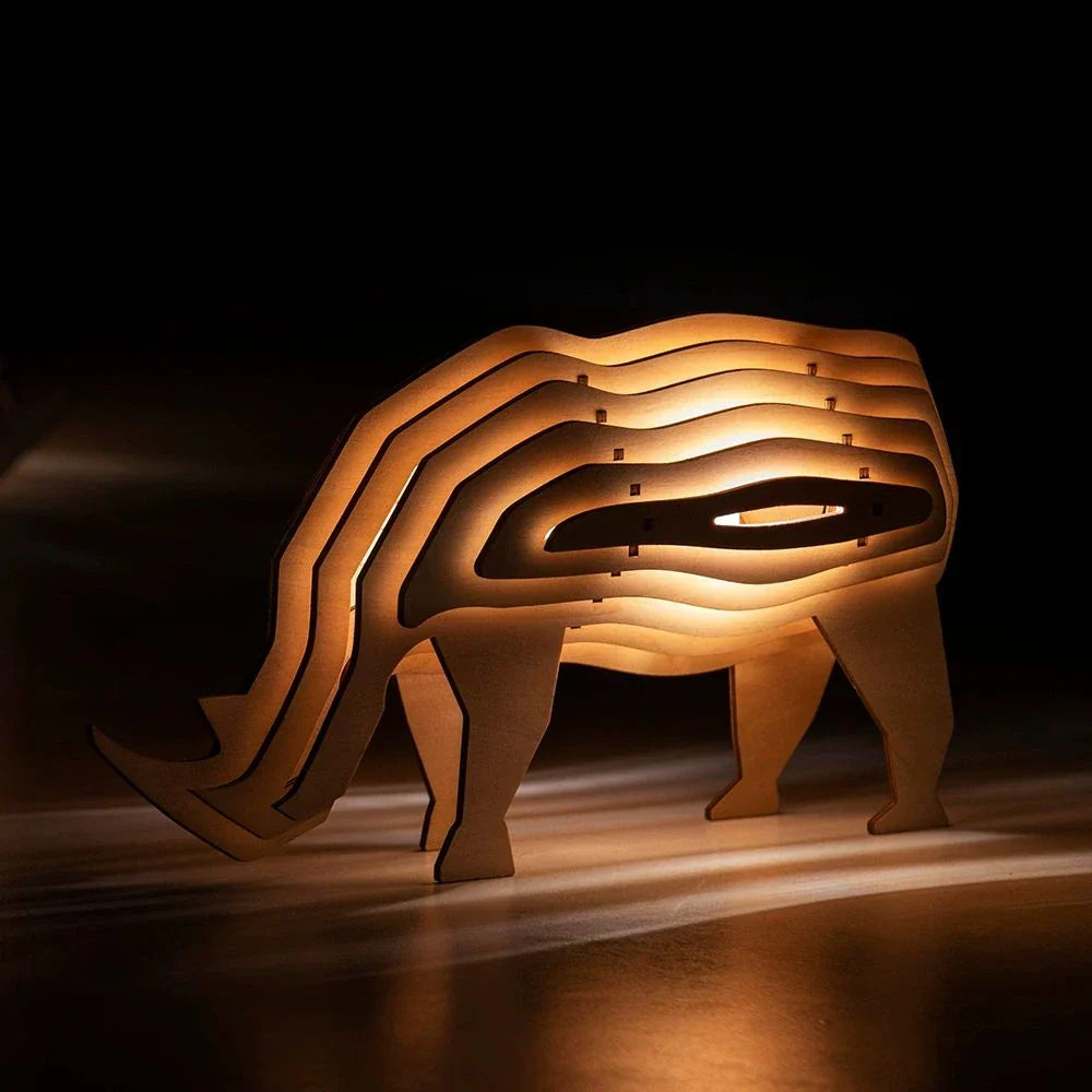 Handcrafted Woodland Animal Table Lamp