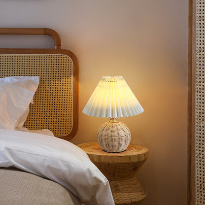Natural Woven Shade Modern LED Desk Lamp
