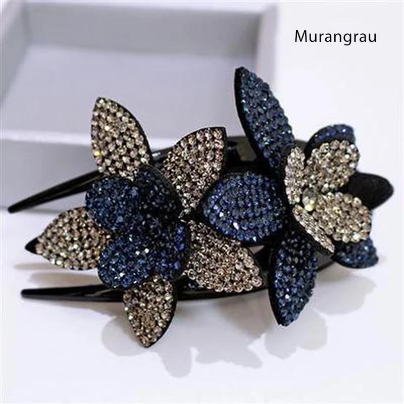 Sparkly Floral Double Hair Barrette