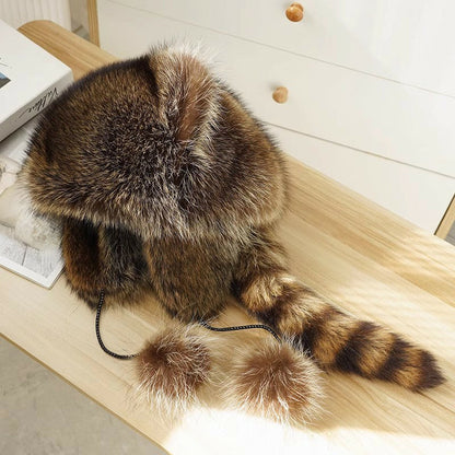 Adorable Faux Fur Raccoon Family Hat