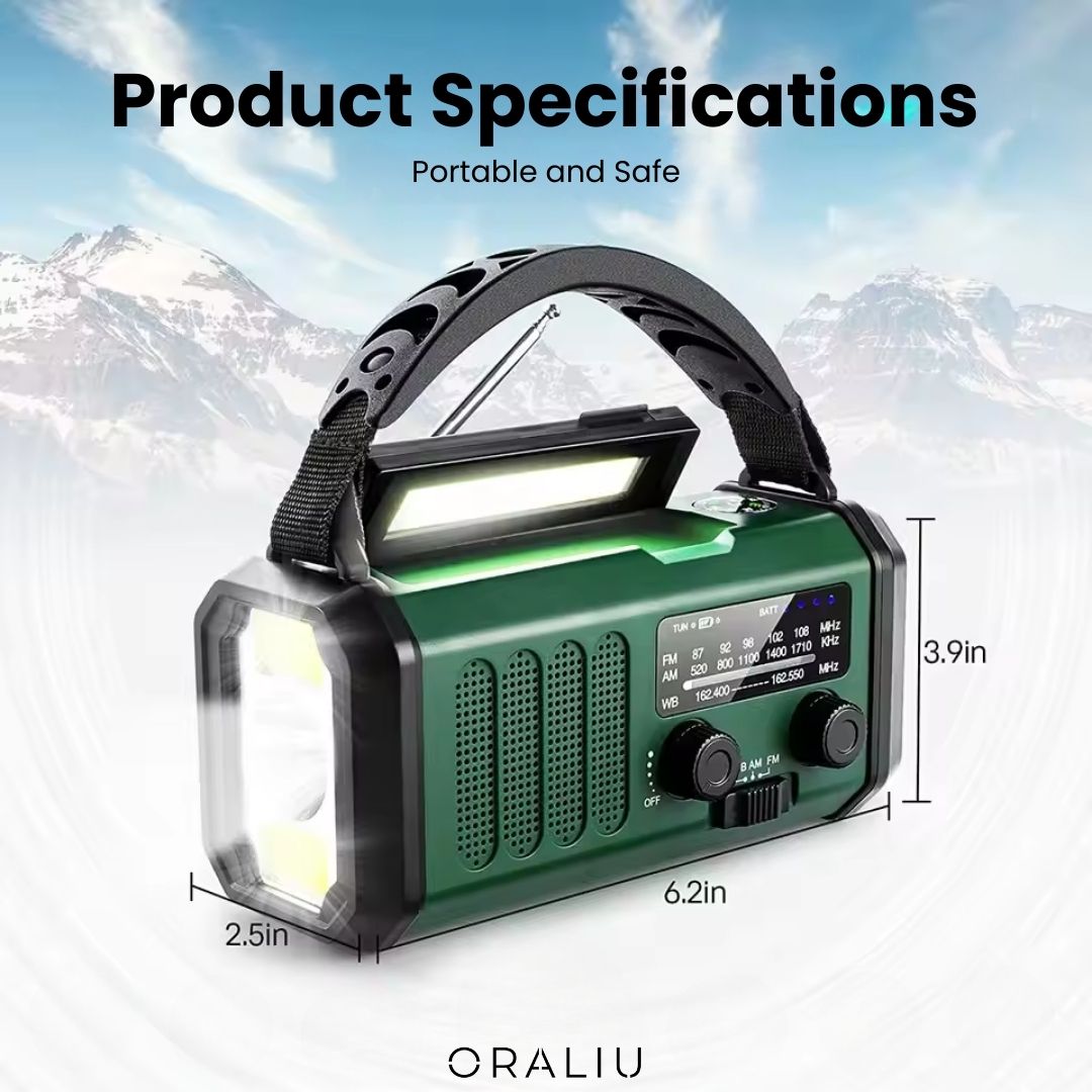 Portable Solar Radio with USB Charger and Flashlight