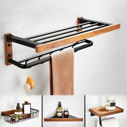 Modern Wooden Bathroom Accessory Set Black