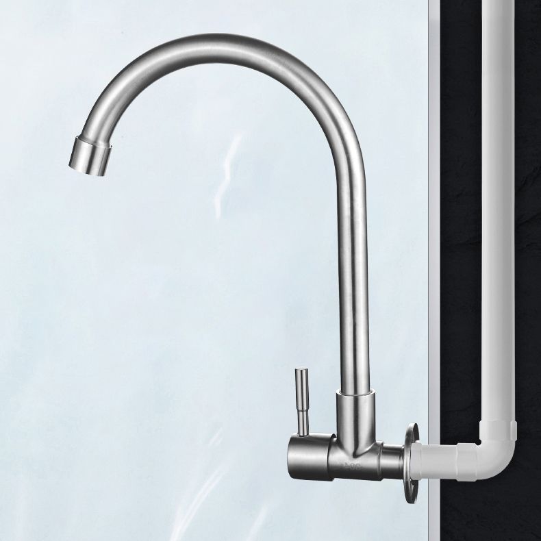 Contemporary Wall Mount Kitchen Faucet Stainless Steel Handle