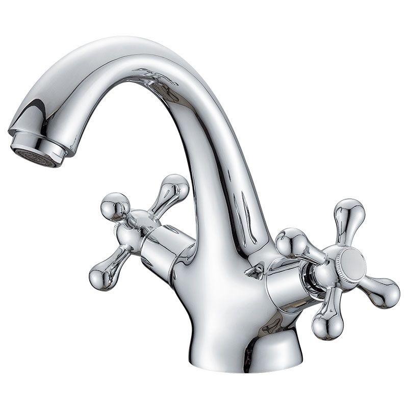 Luxury Bathroom Faucet with Cross Handles - Solid Brass Finish