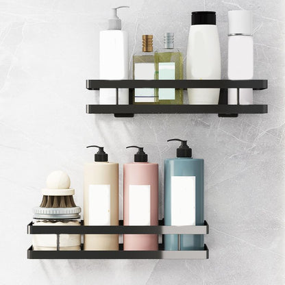 Modern 2-Tier Black Metal Bathroom Shelf Set