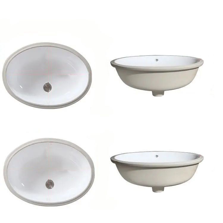 Stylish Undermount Oval Ceramic Sink with Pop-Up Drain