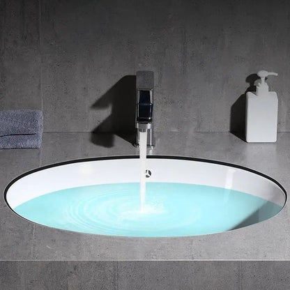 Stylish Undermount Oval Ceramic Sink with Pop-Up Drain