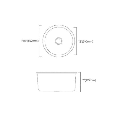 Modern Stainless Steel Kitchen Sink Round Non-Slip Basin