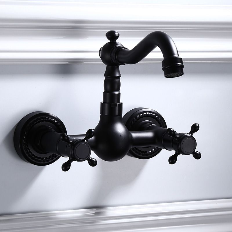 Classic Black Bathroom Sink Faucet Wall Mount Style