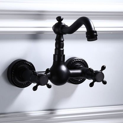 Classic Black Bathroom Sink Faucet Wall Mount Style