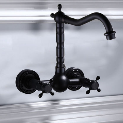 Classic Black Bathroom Sink Faucet Wall Mount Style