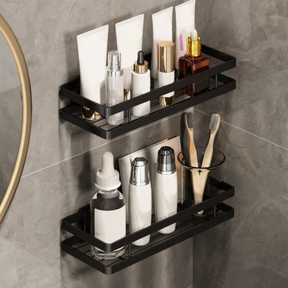 Modern 2-Tier Black Metal Bathroom Shelf Set