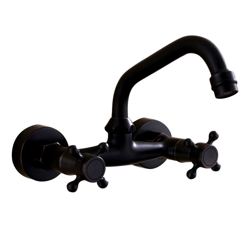 Classic Black Bathroom Sink Faucet Wall Mount Style